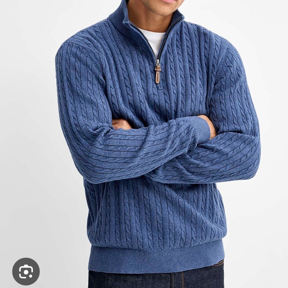 Brooks Brothers Men's Knit Zip-Up Sweater extra fine Italian 100% lambs wool